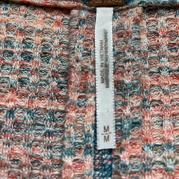 Free People | Waffle Knit Long Sleeve Top | Pink/Blue | Size M | Used - Picture 3 of 3